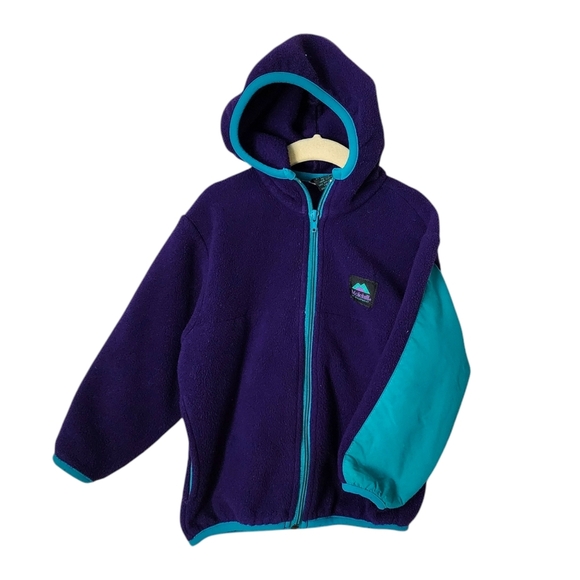 MOLEHILL x VINTAGE toddler kids fleece full zip jacket green‎ teal purple - Picture 1 of 6